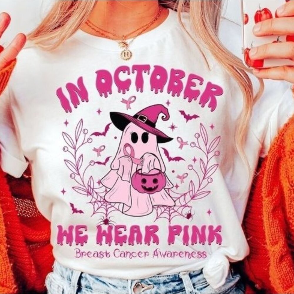In October We Wear Pink Retro Breast Cancer Breast Cancer Awareness Shirt